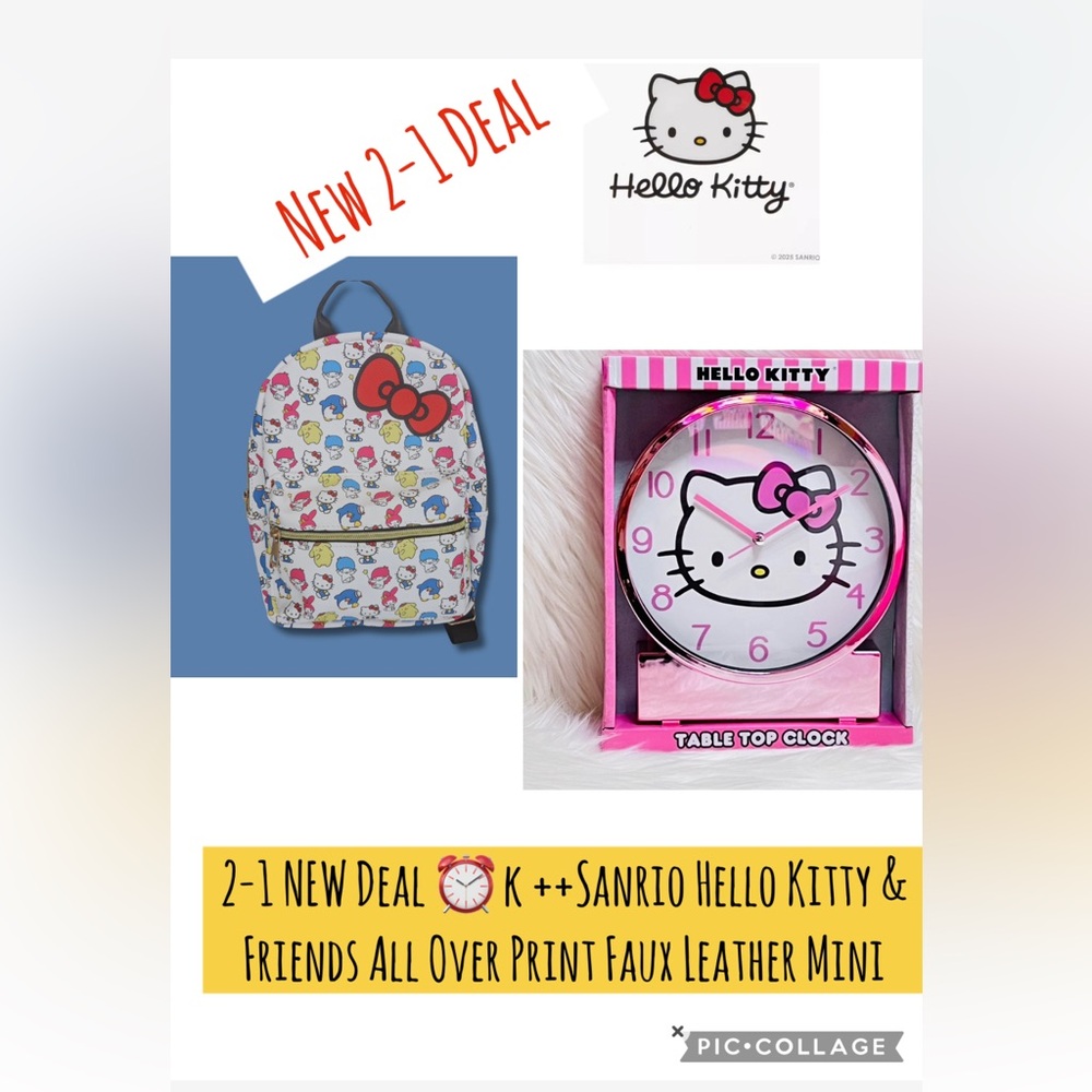 2-1 NEW Sanrio Hello Kitty & Friends backpack  Mini ++Kitty desk clock
